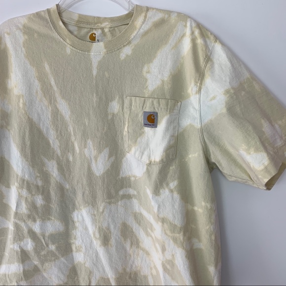 Carhartt Beige Custom Bleach Dye Tee Shirt Large - Picture 3 of 6
